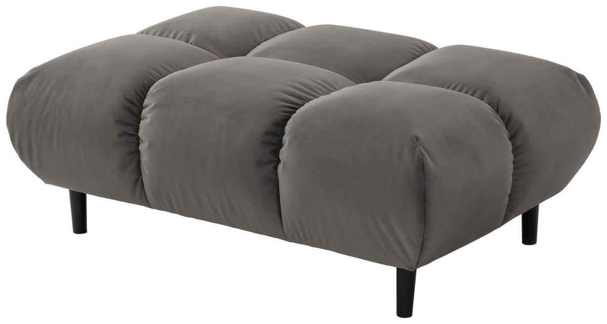 HOCKERBANK 108/41/73 cm Velours Grau Holz  - Schwarz/Grau, Design, Holz/Textil (108/41/73cm) - Pure Home Lifestyle