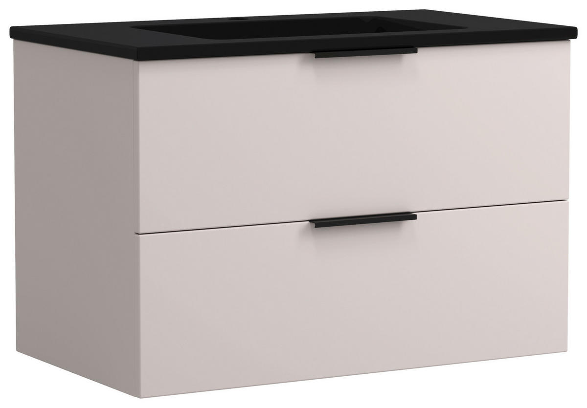 WASCHTISCHKOMBI 80 cm  - Kaschmir/Schwarz, MODERN, Keramik/Holzwerkstoff (80cm) - Held