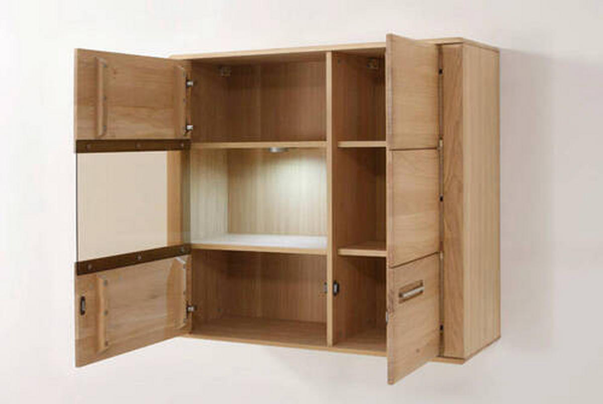 HÄNGEVITRINE in Eichefarben   - Eichefarben/Silberfarben, Design, Glas/Holz (107/98/38cm) - Livetastic