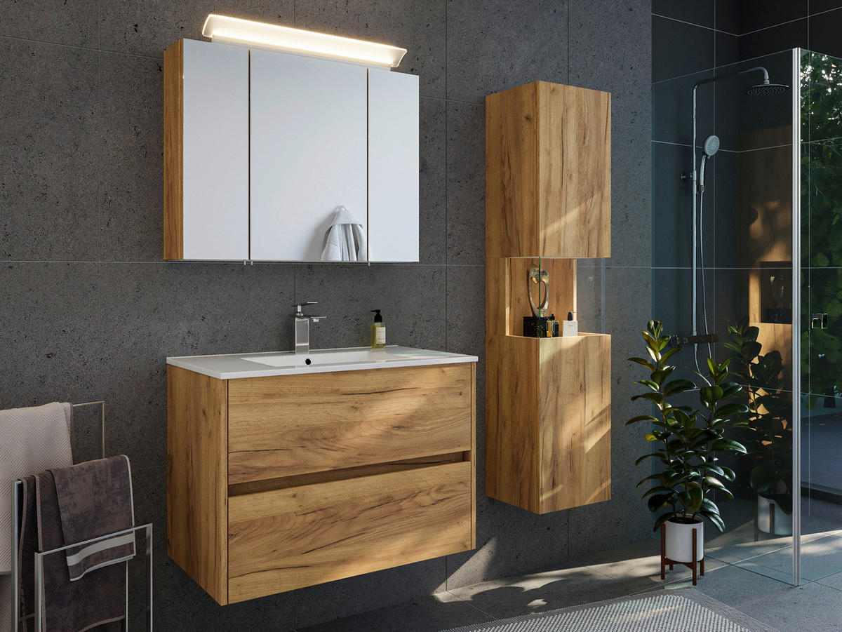 SPIEGELSCHRANK 80/62/17 cm  - Eichefarben, MODERN, Glas/Holzwerkstoff (80/62/17cm) - MID.YOU