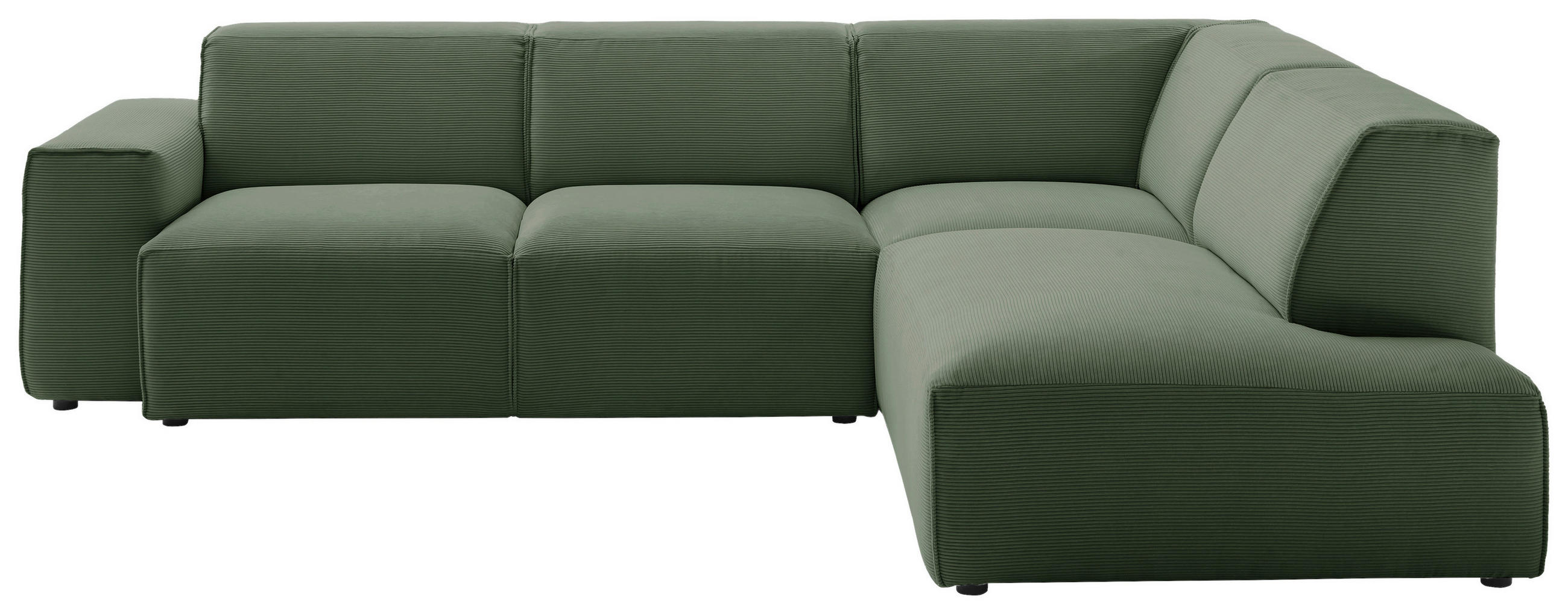 ECKSOFA in Cord Hellgrün  - Schwarz/Hellgrün, Design, Kunststoff/Textil (270/210cm) - Pure Home Lifestyle