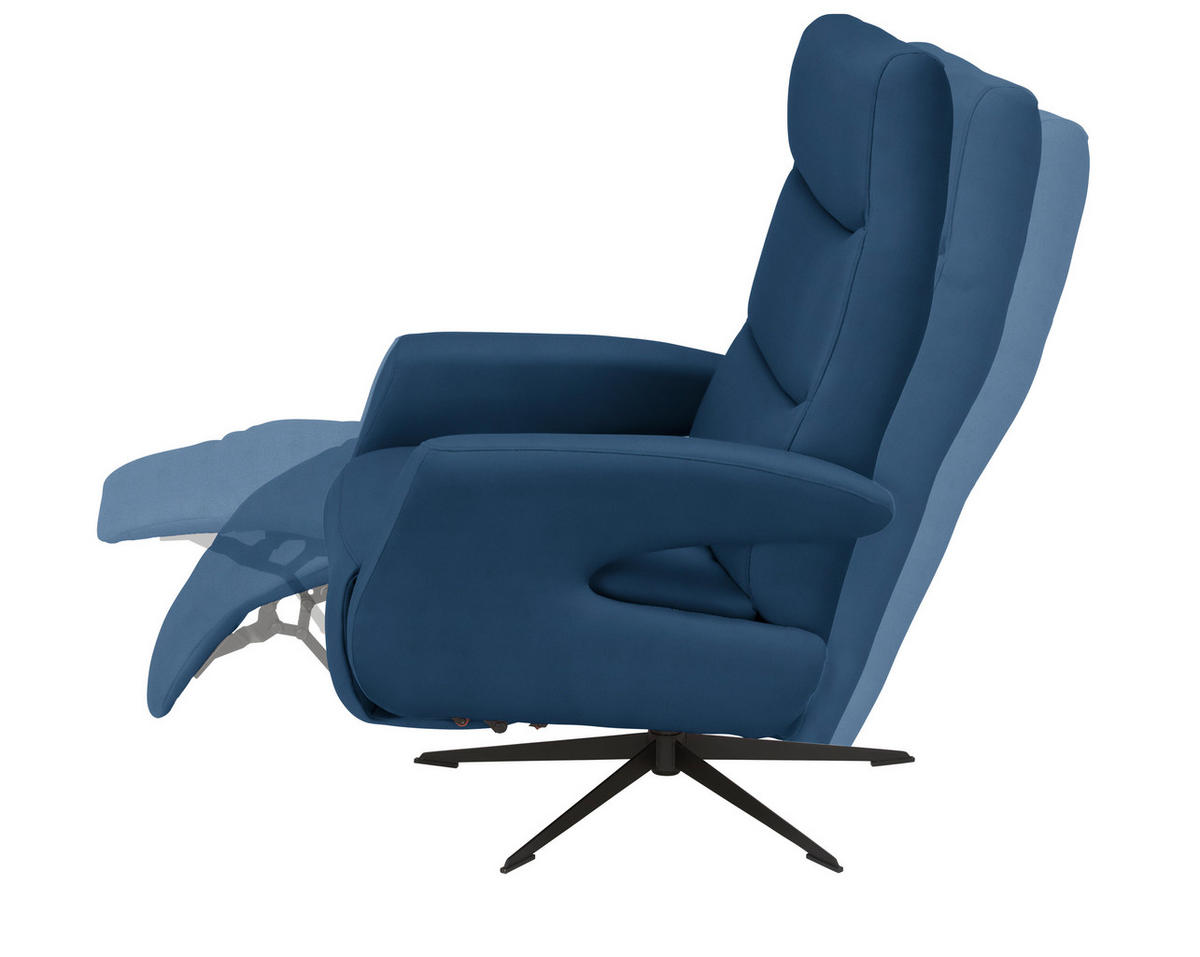 RELAXSESSEL Mikrofaser Relaxfunktion    - Schwarz/Dunkelblau, Design, Textil/Metall (75/106/89cm) - Welnova