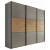 SCHWEBETÜRENSCHRANK in Hellgrau, Eiche Artisan  - Hellgrau/Schwarz, Holzwerkstoff/Metall (249/222/68cm) - Moderano