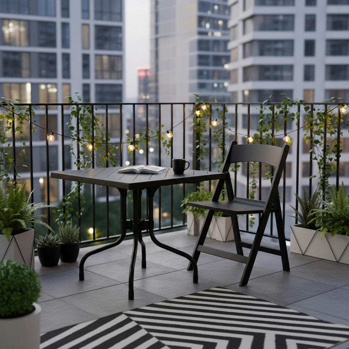 GARTENKLAPPTISCH 79/79/73 cm Kunststoff rechteckig  - Schwarz, MODERN, Kunststoff/Metall (79/79/73cm) - MID.YOU