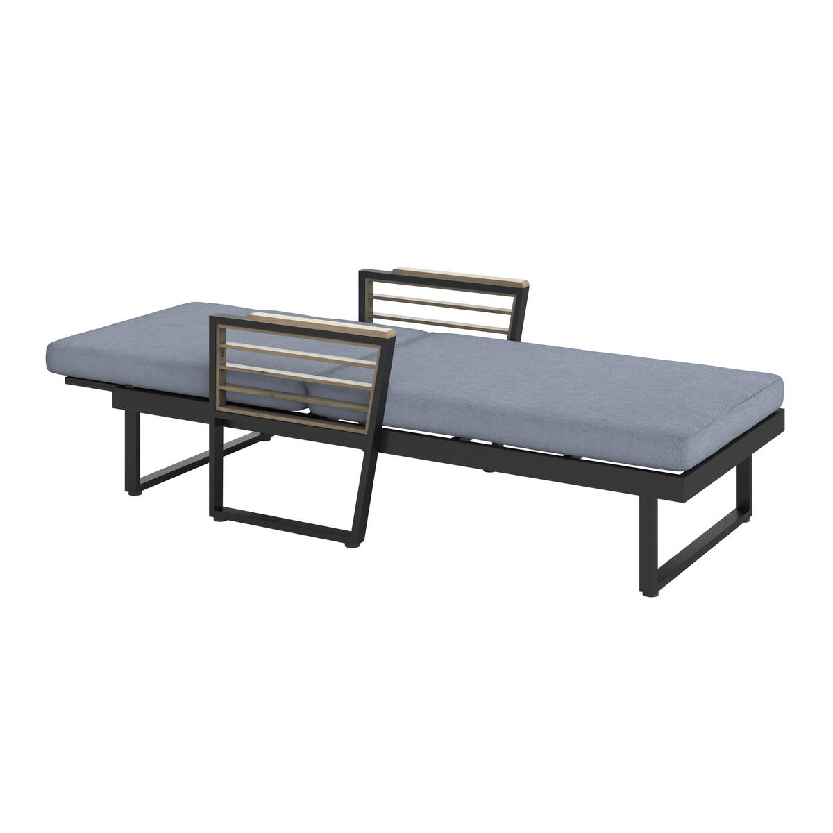 SONNENLIEGE 77/101/200 cm Teakholz  - Schwarz, MODERN, Holz/Metall (77/101/200cm) - Ambia Garden