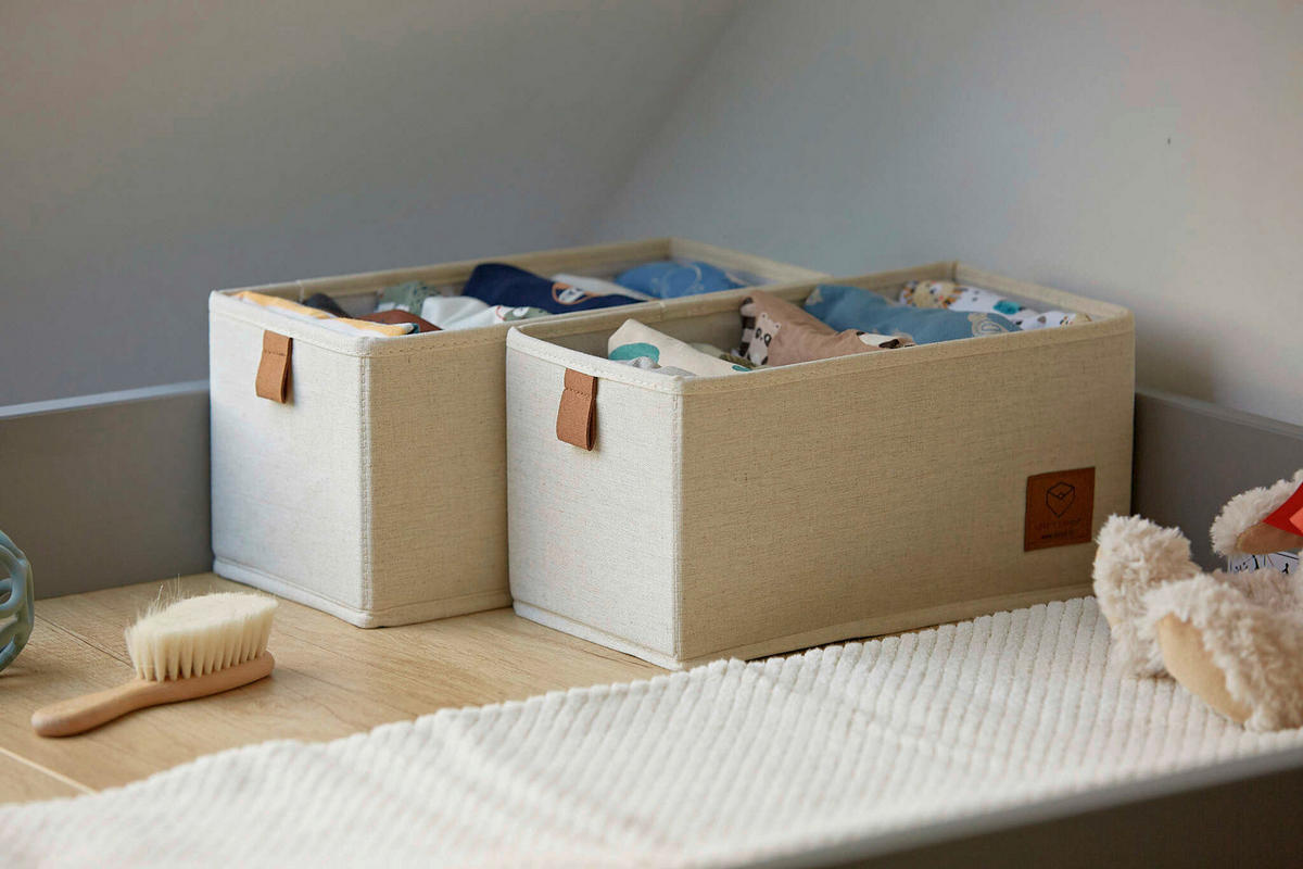 AUFBEWAHRUNGSBOXEN-SET Premium  - Beige, Basics, Karton/Textil (30/15/15cm) - Store It