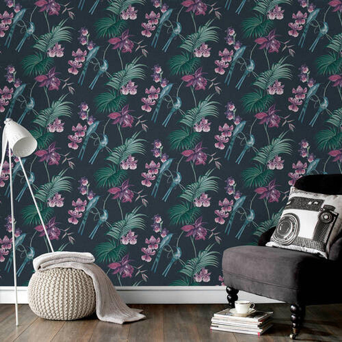 VLIESTAPETE  - Pink/Dunkelblau, Basics, Papier/Kunststoff (52/1000cm) - Xora