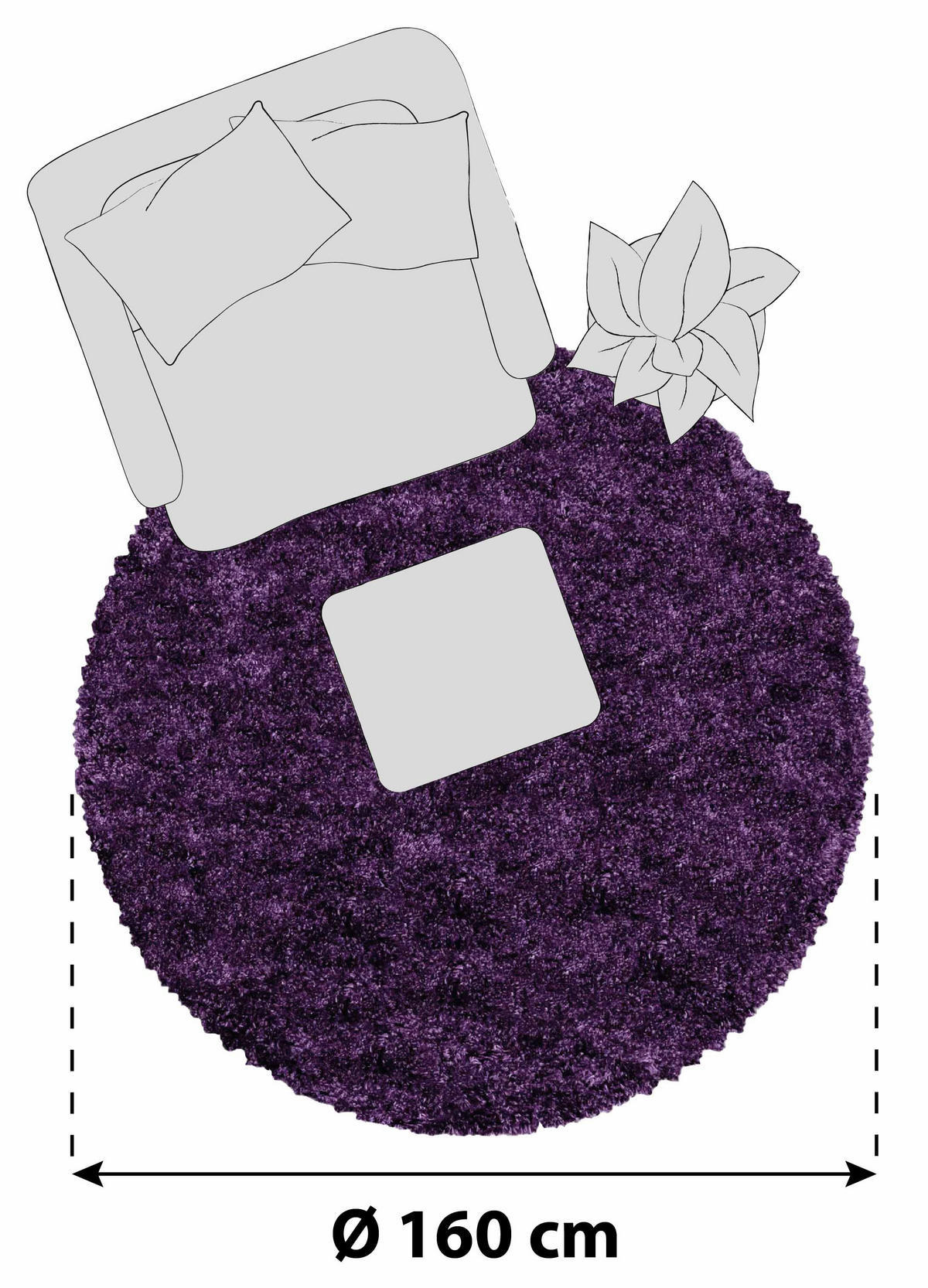 HOCHFLORTEPPICH 160 cm Fluffy 3500 Lila Lila  - Lila, Basics, Textil (160cm)