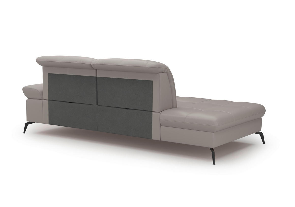 RÉCAMIERE Hellgrau Kombination Echtleder/Stoff Vliesstoff  - Hellgrau/Schwarz, KONVENTIONELL, Leder/Textil (231/90/122cm) - Sit & More