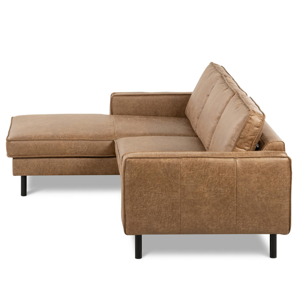 ECKSOFA Beige Echtleder Lederlook Rücken echt  - Beige, Design, Leder/Textil (166/238cm) - Livetastic