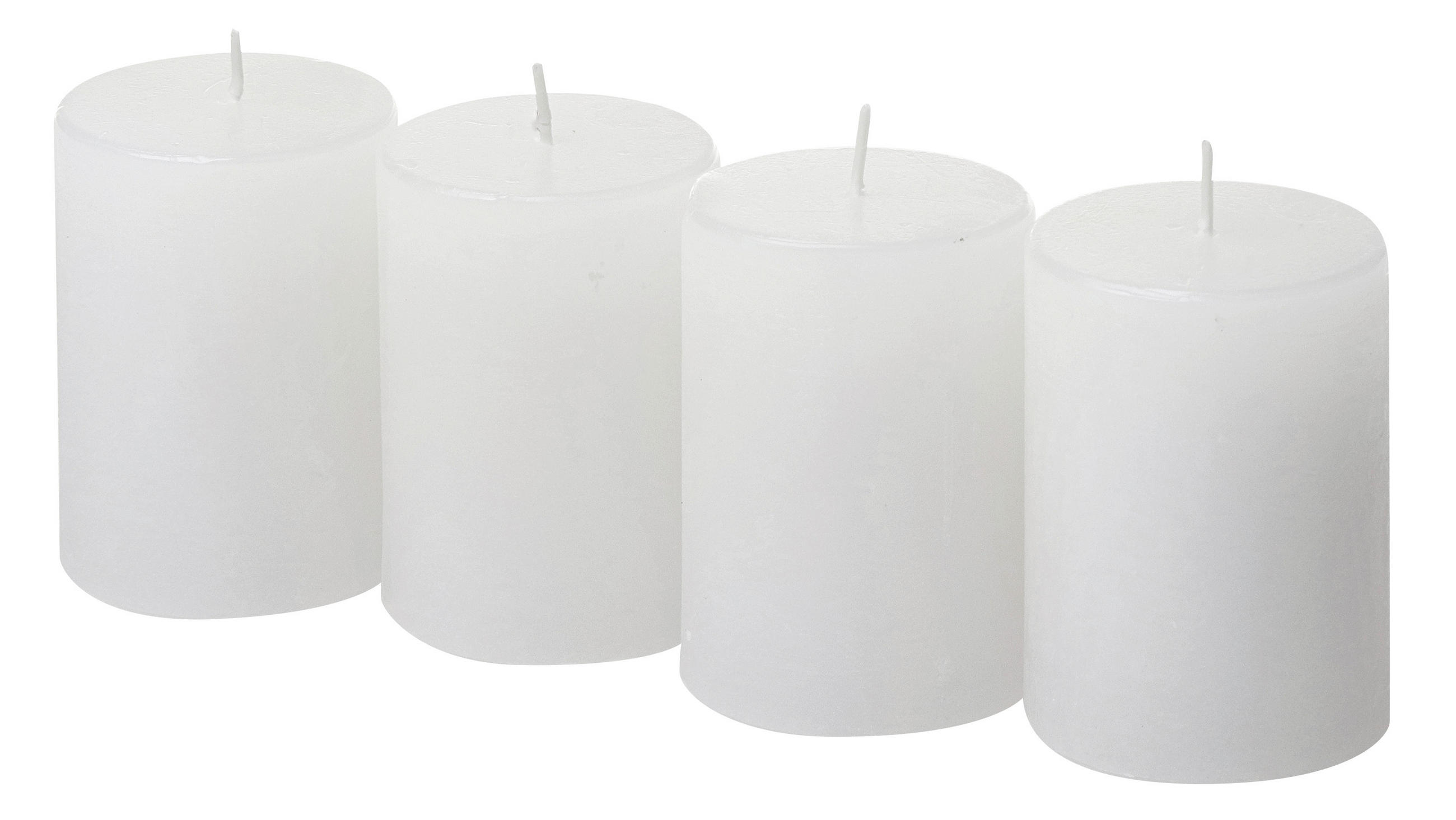 STUMPENKERZE 5,8/8,0 cm  - Weiß, KONVENTIONELL (5,8/8,0cm)