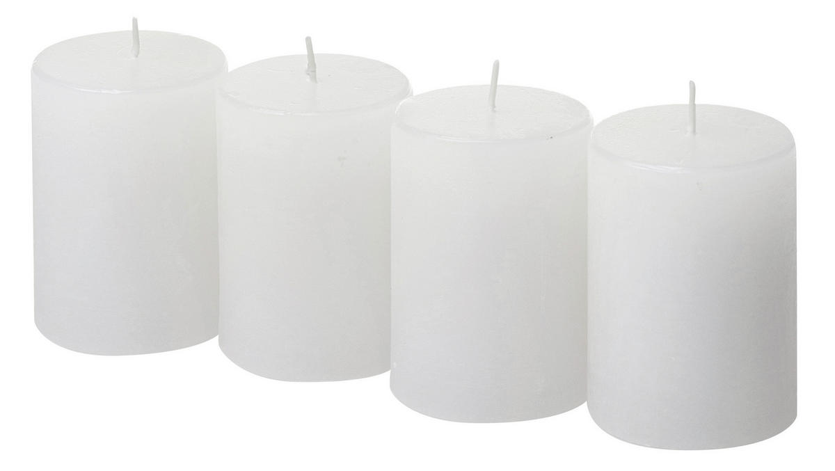 STUMPENKERZE 5,8/8,0 cm  - Weiß, KONVENTIONELL (5,8/8,0cm)