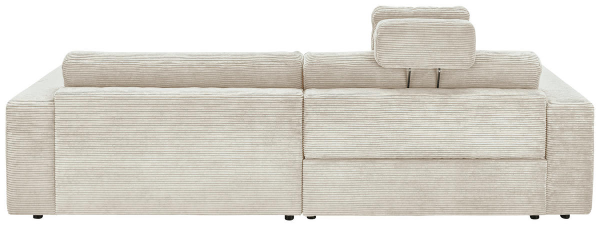 ECKSOFA inkl. Relaxfunktion Naturfarben Cord  - Schwarz/Naturfarben, Design, Kunststoff/Textil (296/168cm) - Pure Home Lifestyle