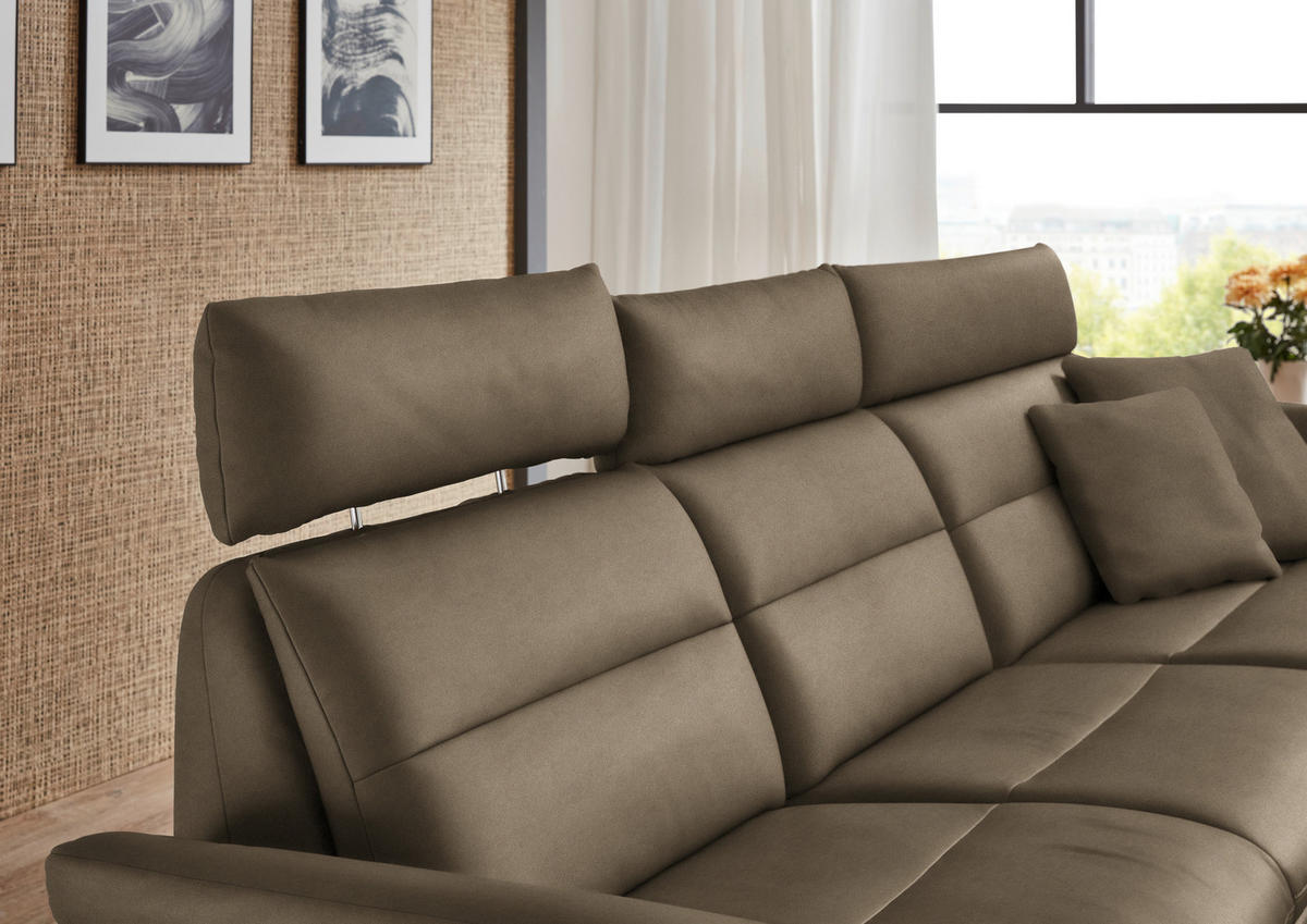 ECKSOFA in Echtleder Hellbraun  300/157 cm  - Hellbraun/Schwarz, Design, Leder/Metall (300/157cm) - Dieter Knoll