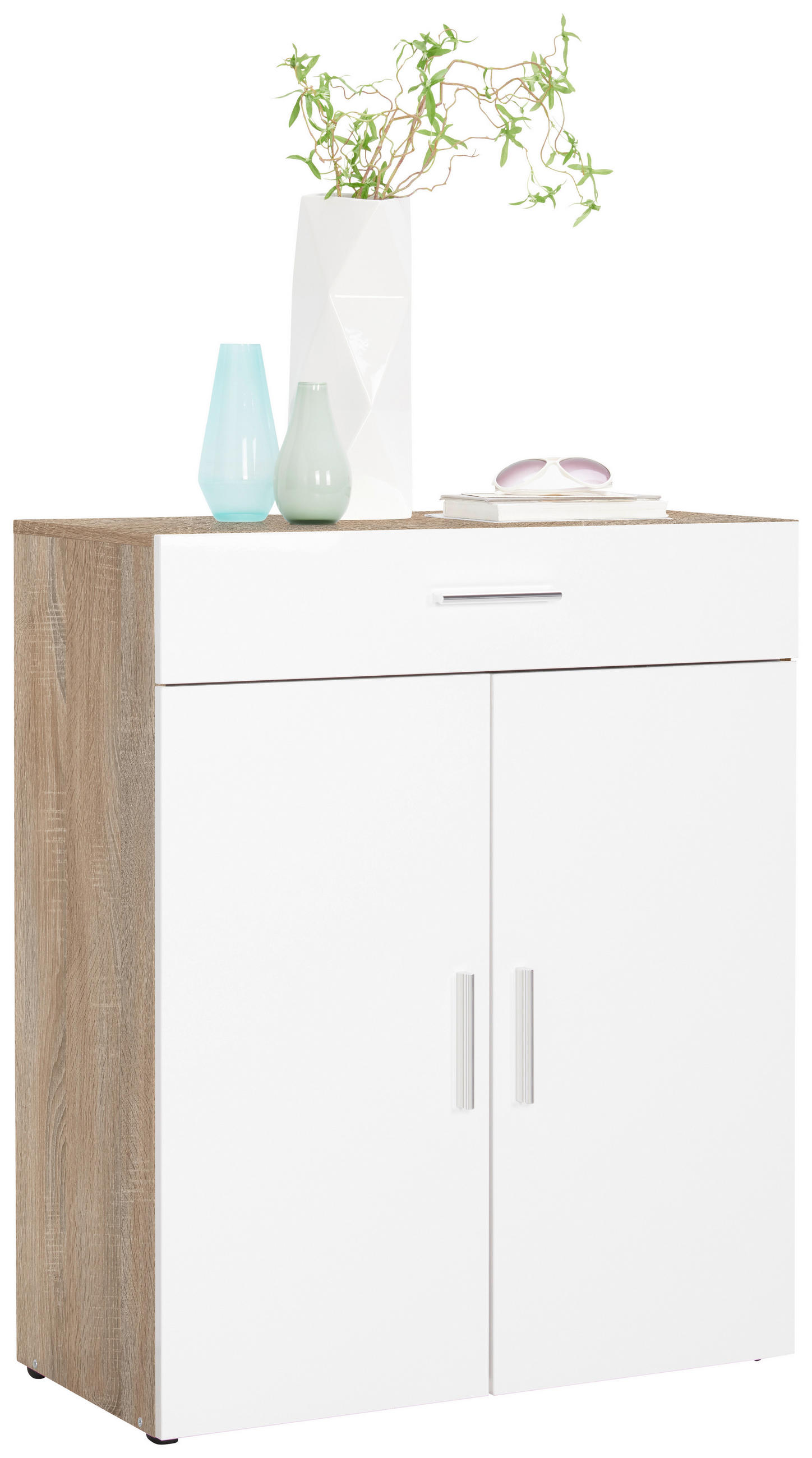BYRÅ 80/98/40 cm  - vit/kromfärg, Design, trämaterial/plast (80/98/40cm) - Xora