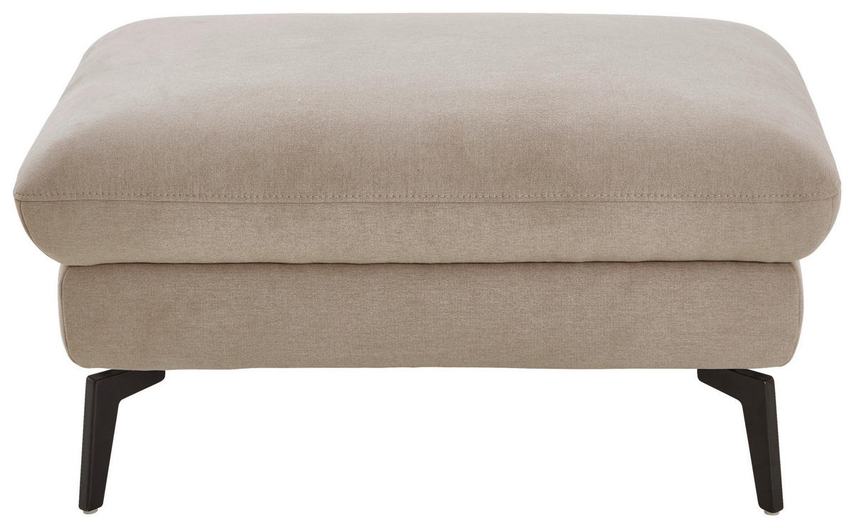 ECKSOFA in Mikrofaser, Chenille Ecru  - Ecru/Schwarz, Design, Textil/Metall (299/157cm) - Dieter Knoll