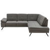 ECKSOFA Lederlook, Mikrofaser Dunkelgrau  - Dunkelgrau/Schwarz, Design, Textil/Metall (261/220cm) - Beldomo System
