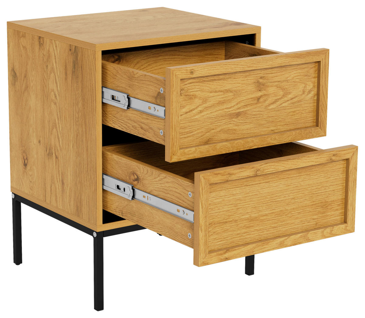 NACHTSCHRANK 46/61/40 cm  - Eichefarben/Schwarz, MODERN, Holzwerkstoff/Metall (46/61/40cm) - VanDerken
