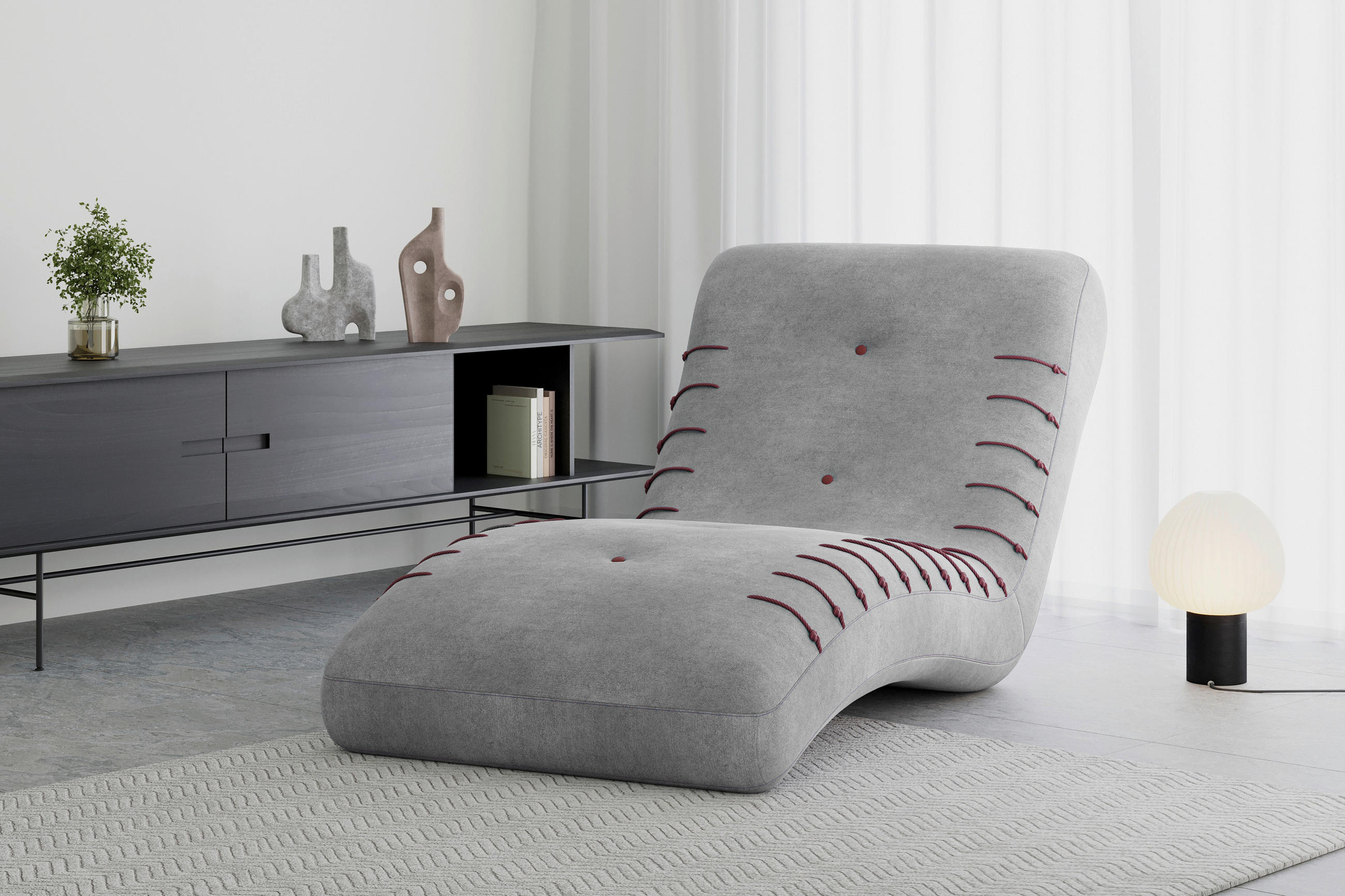 LIEGE STRIPE in Grau  inkl. Relaxfunktion  - Schwarz/Grau, Design, Kunststoff/Textil (83/80/172cm) - MID.YOU