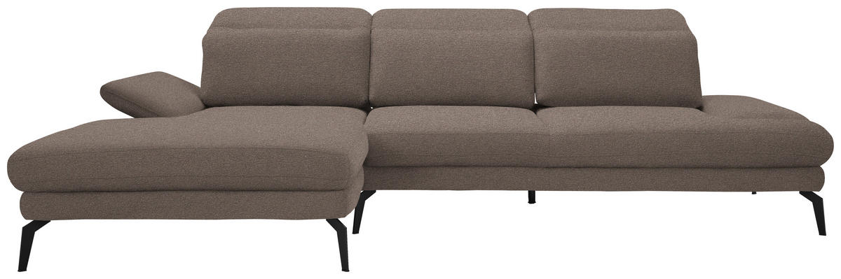 ECKSOFA in Webstoff Graubraun  - Graubraun/Schwarz, Design, Textil/Metall (180/289cm) - Stylife