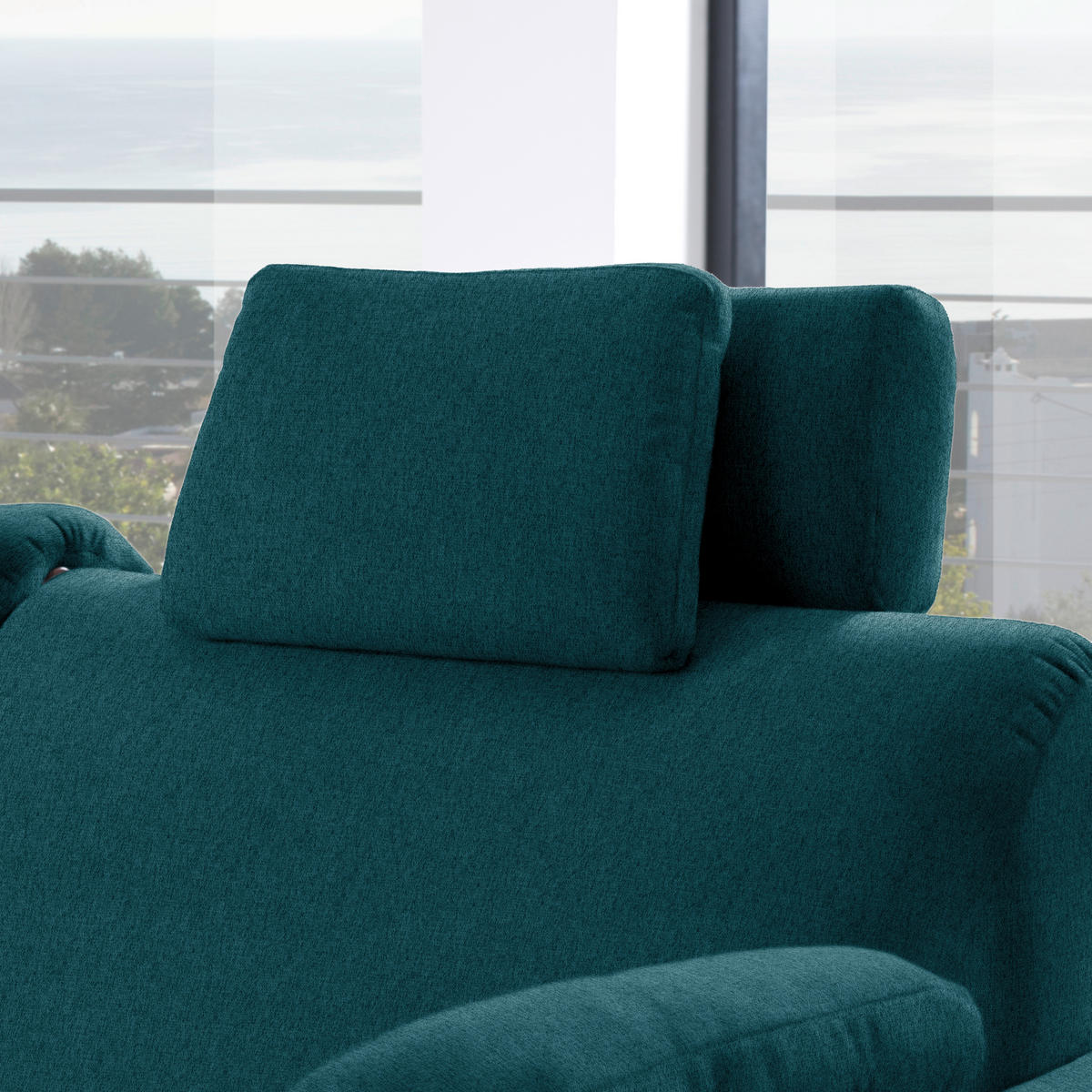 ECKSOFA in Flachgewebe Petrol  203/261 cm  - Eichefarben/Petrol, KONVENTIONELL, Holz/Textil (203/261cm) - Sedda