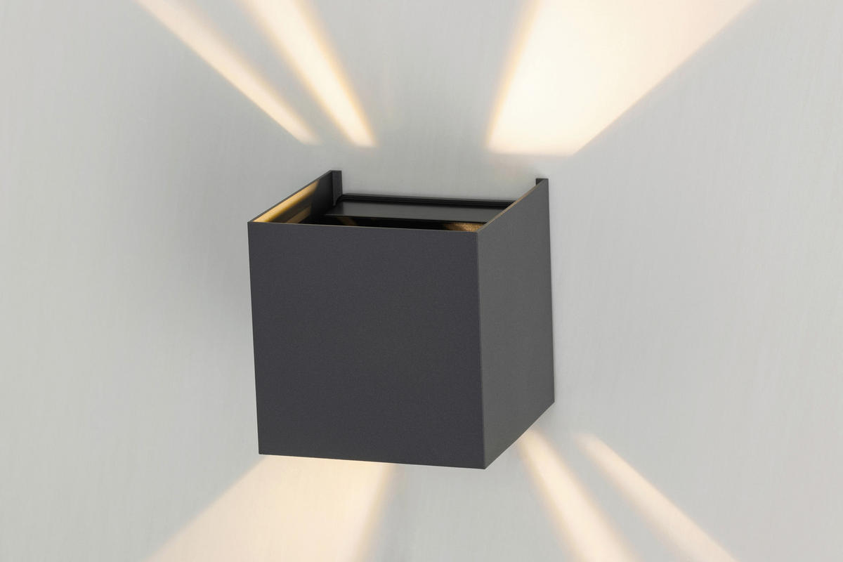 LED VÄGGLAMPA Atlas 10/10/10 cm   - mörkgrå, Basics, metall/plast (10/10/10cm) - Novel