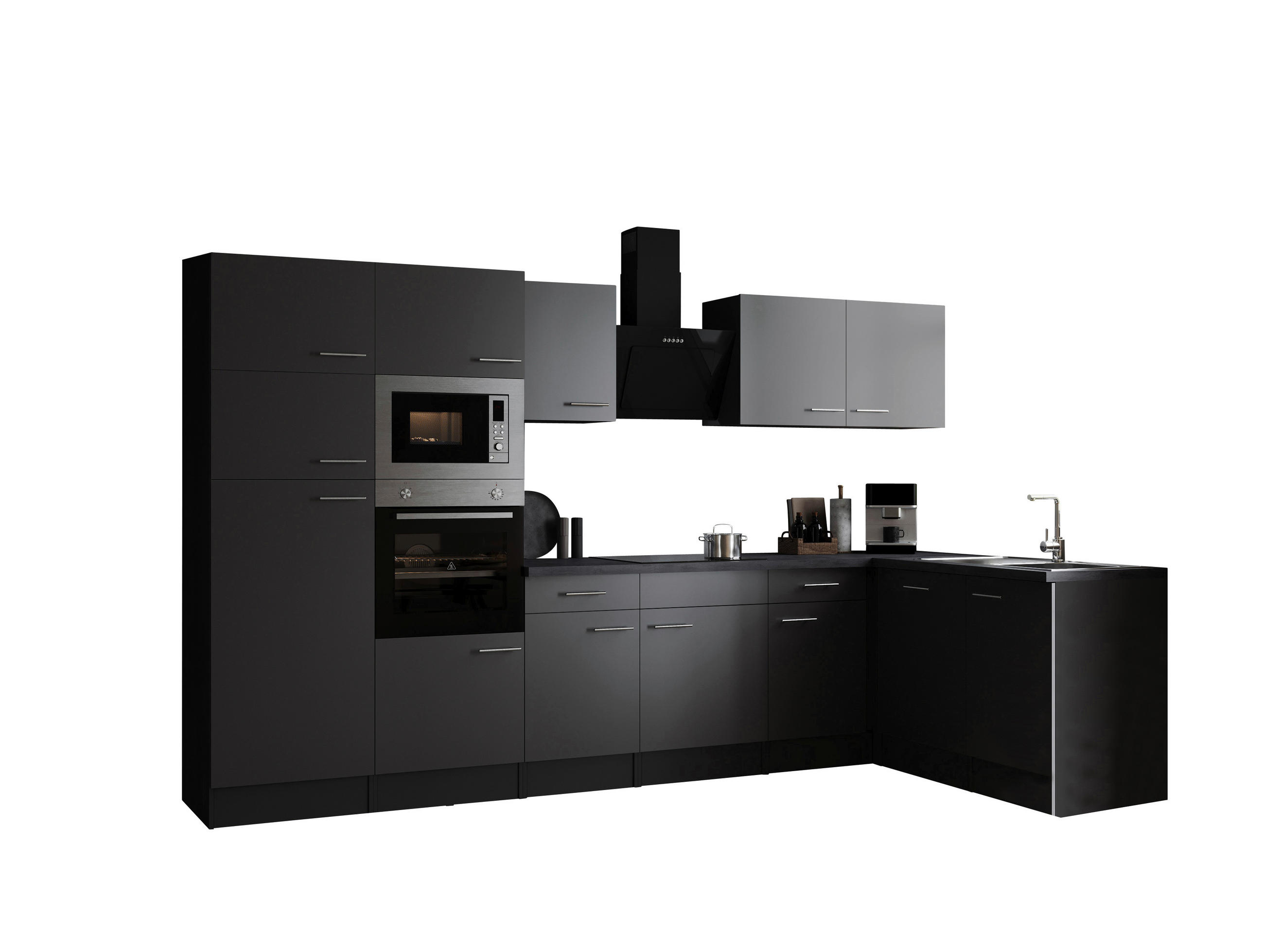 ECKKÜCHE - Silberfarben/Grau, Design, Holzwerkstoff/Metall (340/172cm) - Respekta