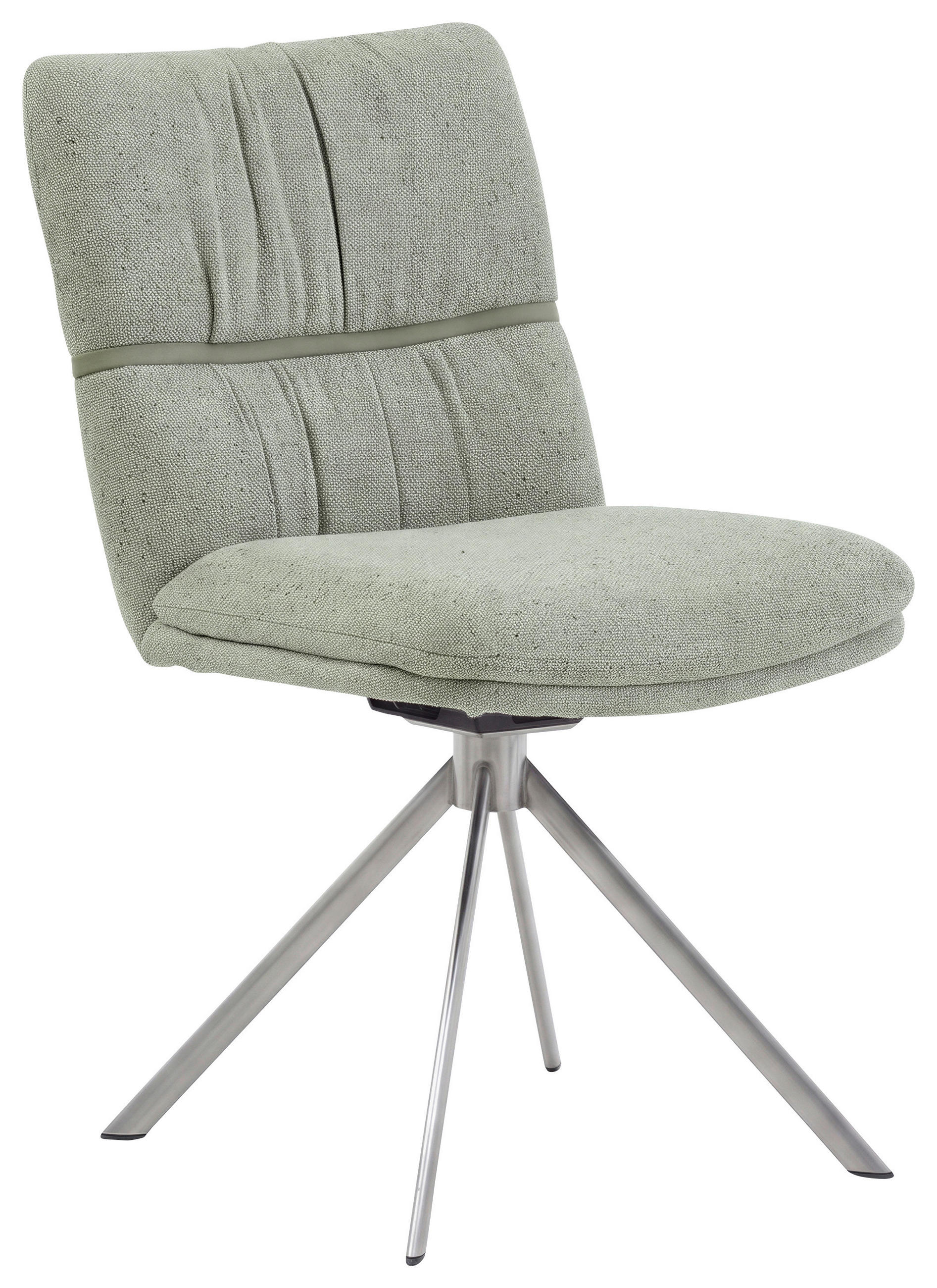 STUHL  Beinauswahl, Stoffauswahl, Sitzfläche 360° drehbar, automatische Rückholfunktion Mikrofaser  Grün  - Edelstahlfarben/Grün, Design, Textil/Metall (49/86/63cm) - Valdera