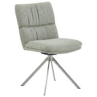 STUHL  Beinauswahl, Stoffauswahl, Sitzfläche 360° drehbar, automatische Rückholfunktion Mikrofaser  Grün  - Edelstahlfarben/Grün, Design, Textil/Metall (49/86/63cm) - Valdera