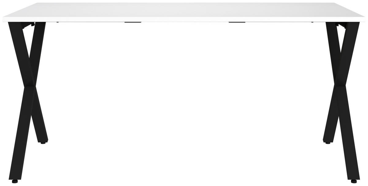 SCHREIBTISCH 160/80/75 cm  in Schwarz, Weiß  - Schwarz/Weiß, MODERN, Holzwerkstoff/Metall (160/80/75cm) - Novel