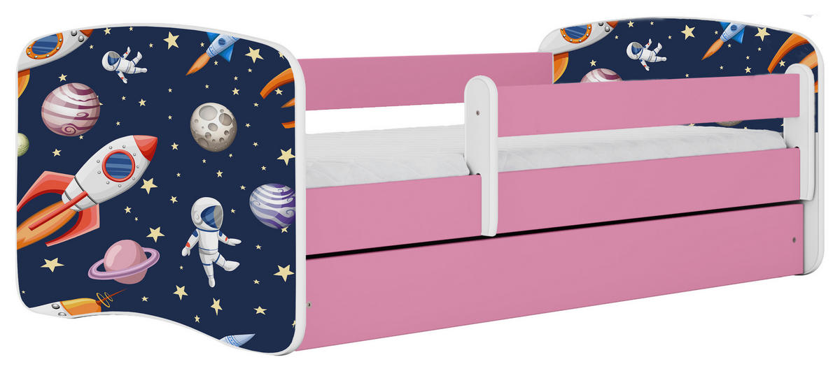 KINDER-/JUNIORBETT 80/160 cm  in Weiß, Pink  - Pink/Birkefarben, MODERN, Holz/Holzwerkstoff (80/160cm) - MID.YOU