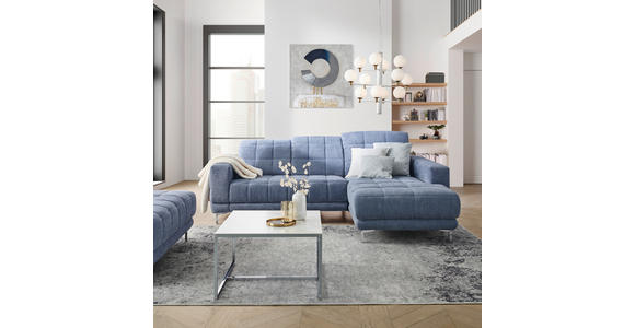 ECKSOFA  in Webstoff Blau  260/187 cm  - Chromfarben/Blau, Design, Textil/Metall (260/187cm) - Xora