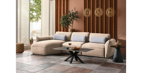 ECKSOFA  in Chenille Creme  190/340 cm  - Greige/Creme, Design, Kunststoff/Textil (190/340cm) - Belluti