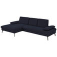 ECKSOFA in Chenille, Mikrofaser Anthrazit  - Anthrazit/Schwarz, Design, Textil/Metall (157/299cm) - Dieter Knoll