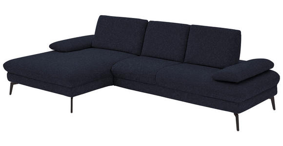 ECKSOFA in Chenille, Mikrofaser Anthrazit  - Anthrazit/Schwarz, Design, Textil/Metall (157/299cm) - Dieter Knoll