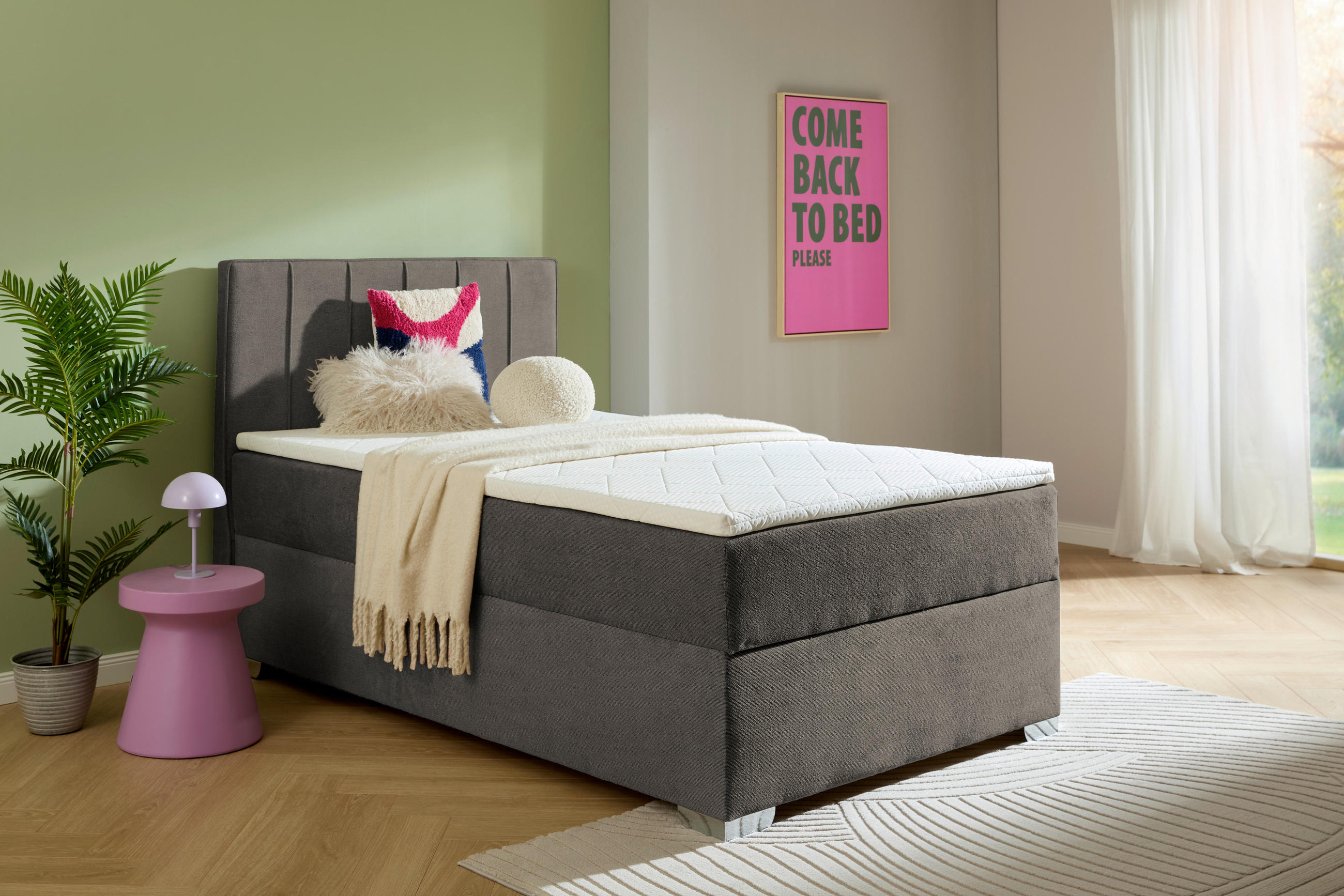 BOXBETT 120/200 cm  in Dunkelgrau  - Chromfarben/Dunkelgrau, Trend, Kunststoff/Textil (120/200cm) - Boxxx