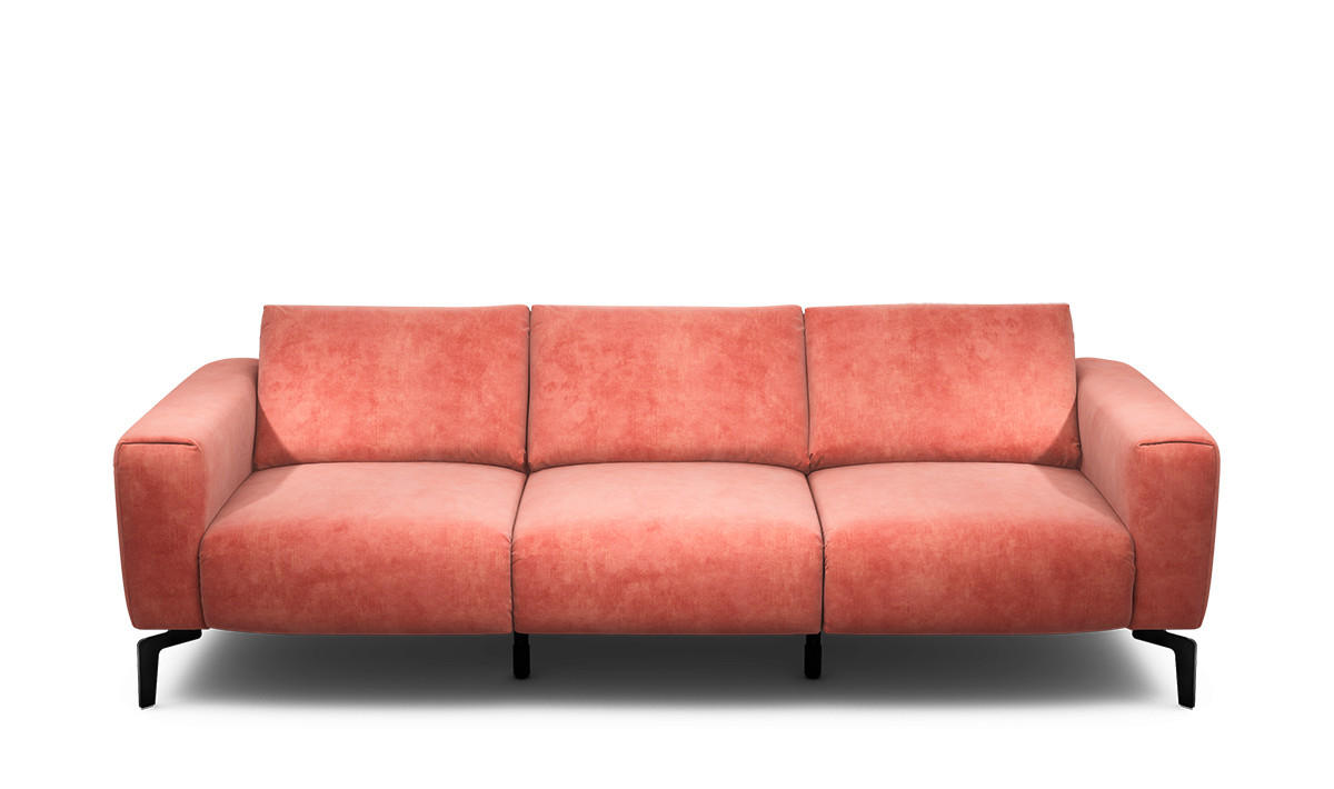3-SITZER-SOFA Samt Rosa  - Schwarz/Rosa, Design, Textil/Metall (250/86/86-94cm) - SENSOO