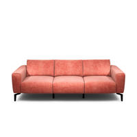 3-SITZER-SOFA Samt Rosa  - Schwarz/Rosa, Design, Textil/Metall (250/86/86-94cm) - SENSOO