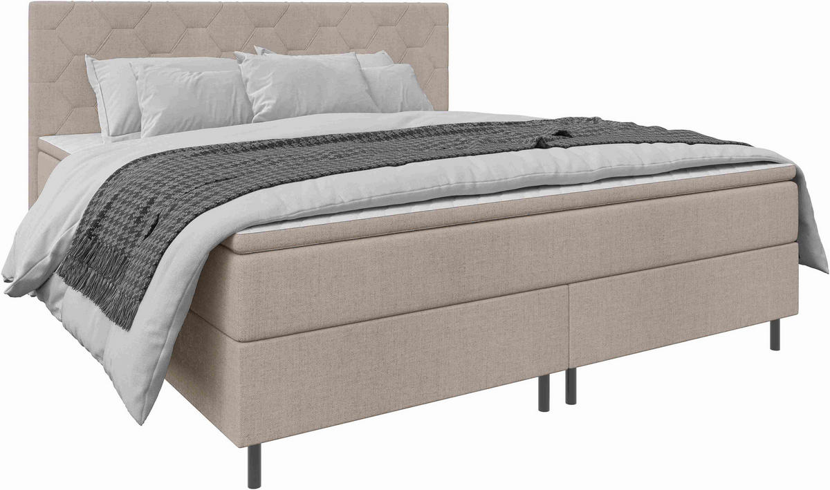 BOXSPRINGBETT 160/200 cm  Beige  - Beige/Schwarz, Konventionell, Textil/Metall (160/200cm) - Chameo