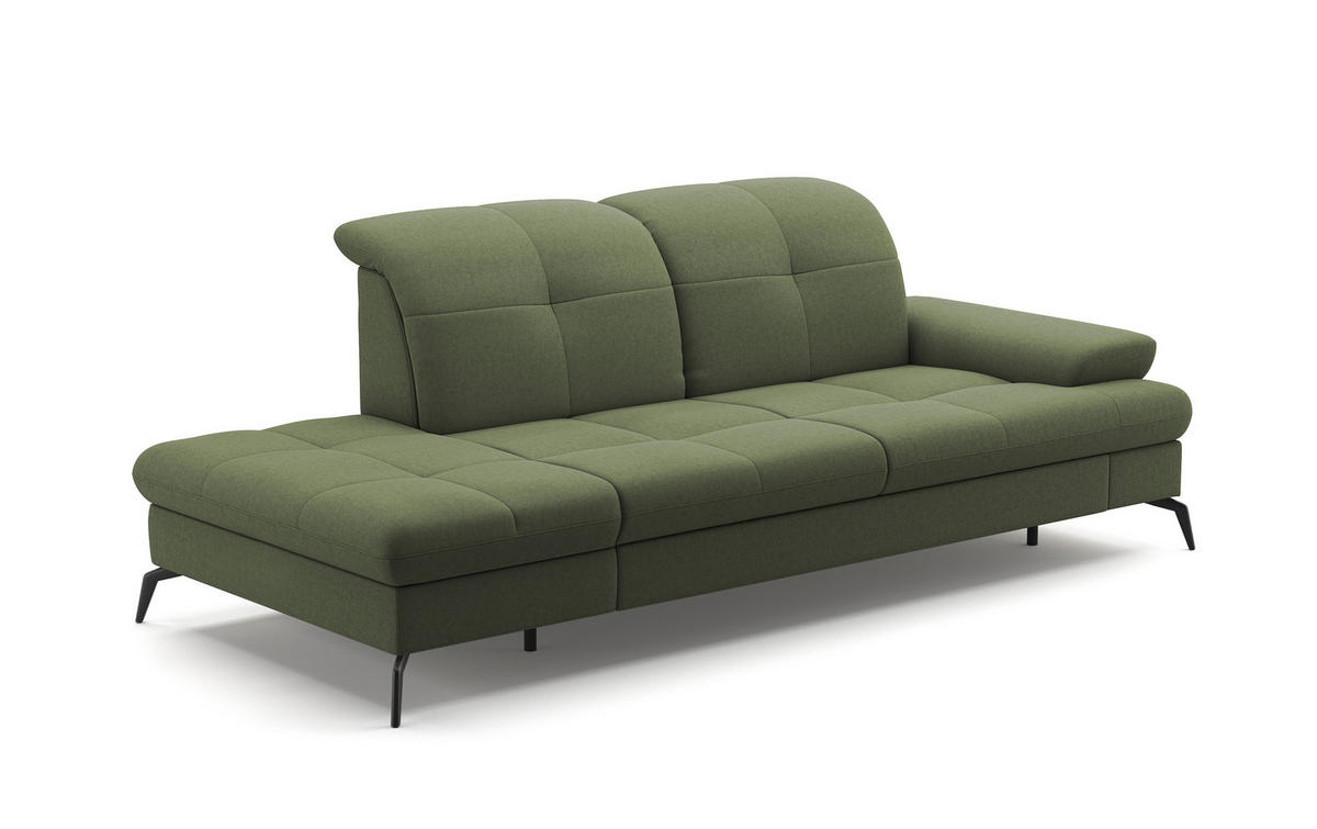 RÉCAMIERE in Flachgewebe Olivgrün  - Schwarz/Olivgrün, Konventionell, Textil/Metall (231/90/122cm) - Sit & More