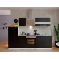 KÜCHENBLOCK 270 cm   in Schwarz  - Edelstahlfarben/Nussbaumfarben, Basics, Holzwerkstoff/Metall (270cm) - Respekta