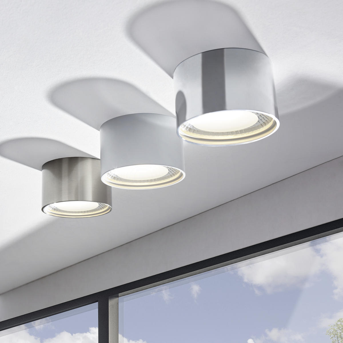 LED-DECKENLEUCHTE Serena 11,3/8 cm   - Weiß, Design, Metall (11,3/8cm) - Globo