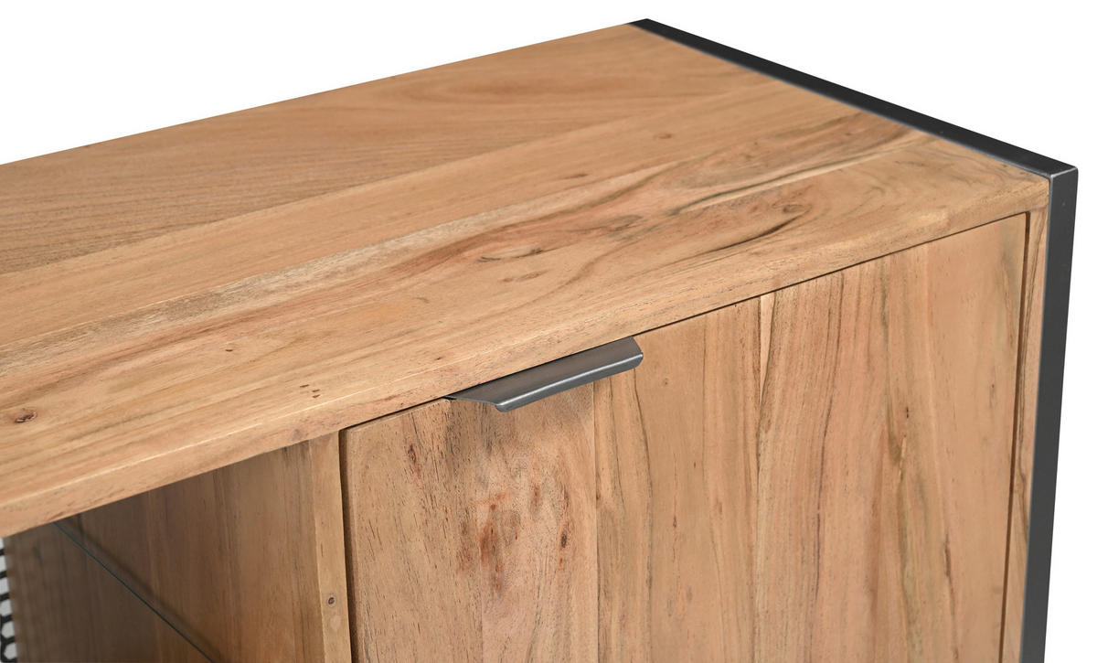 LOWBOARD Coswig  1 Schublade(n)  - Naturfarben/Grau, KONVENTIONELL, Glas/Holz (180/40/49cm) - Livetastic