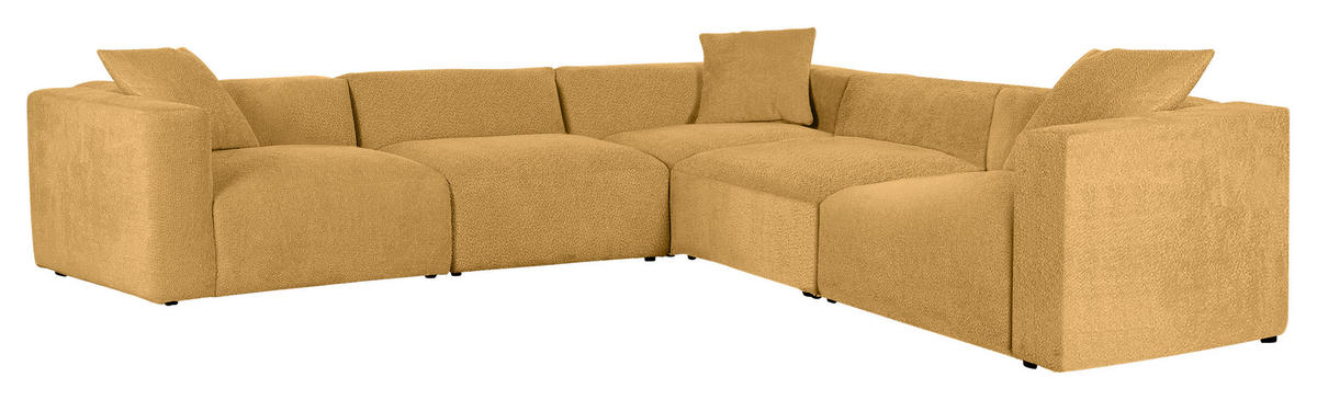 ECKSOFA Senfgelb Chenille  - Senfgelb/Schwarz, MODERN, Kunststoff/Textil (317/317cm) - Carryhome