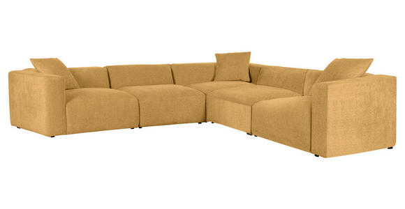 ECKSOFA Senfgelb Chenille Zierkissen, Rücken echt  - Senfgelb/Schwarz, MODERN, Kunststoff/Textil (317/317cm) - Carryhome