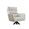 ARMLEHNSTUHL  Sitzfläche 360° drehbar, inklusive Armlehnen Webstoff, Leinenoptik  - Beige/Schwarz, Design, Textil/Metall (60/93/68cm) - Novel
