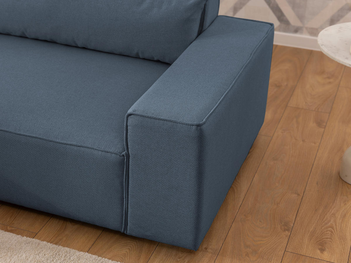 ECKSOFA Curduroy in Webstoff Blau Rückenkissen  251/142 cm  - Blau/Schwarz, Design, Kunststoff/Textil (251/142cm) - P & B