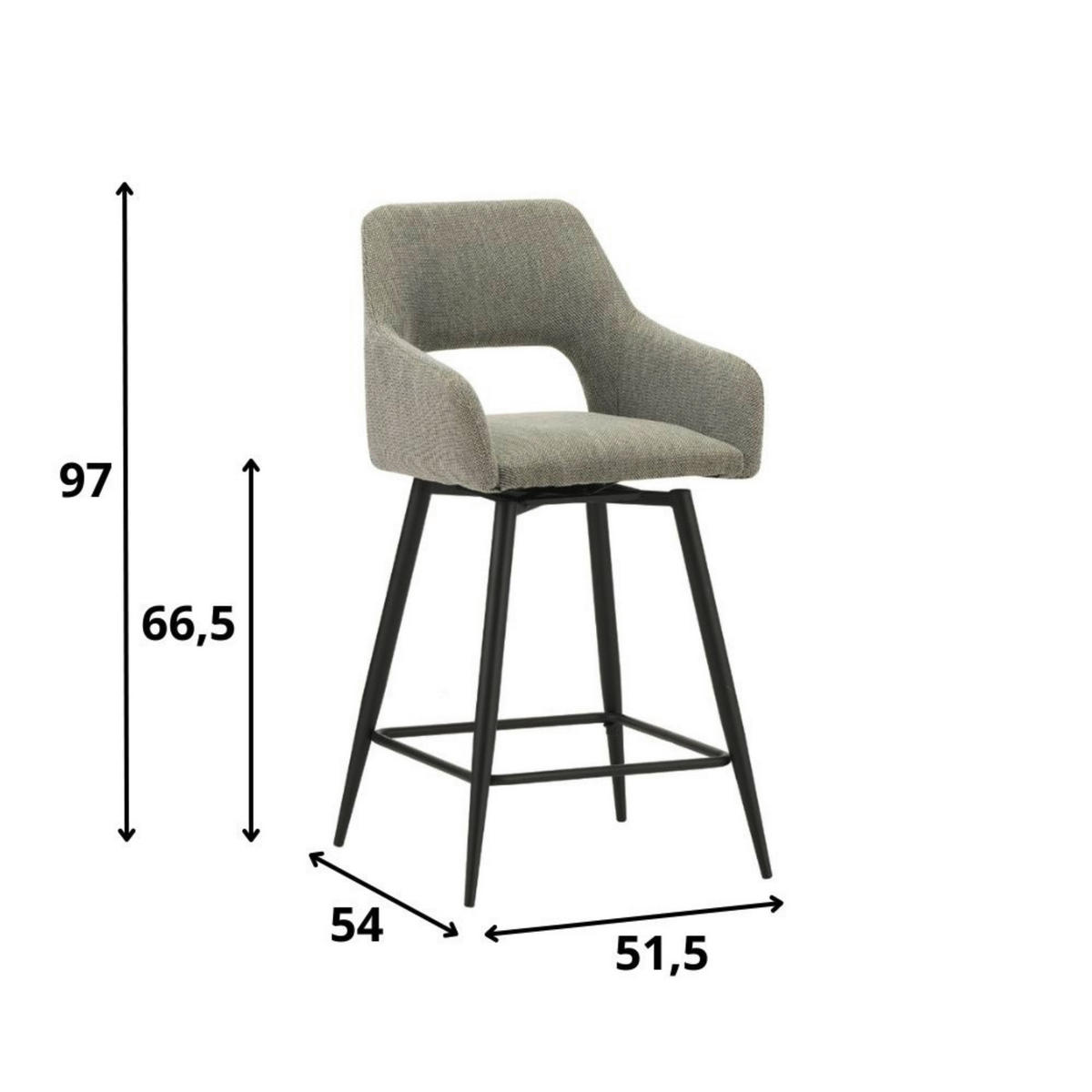 BARHOCKER-SET in Grün  - Schwarz/Grün, MODERN, Textil/Metall (51,5/97/54cm) - MID.YOU