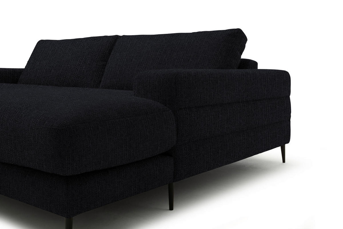 ECKSOFA in Flachgewebe Schwarz  - Schwarz, Design, Textil/Metall (253/177cm) - Dieter Knoll