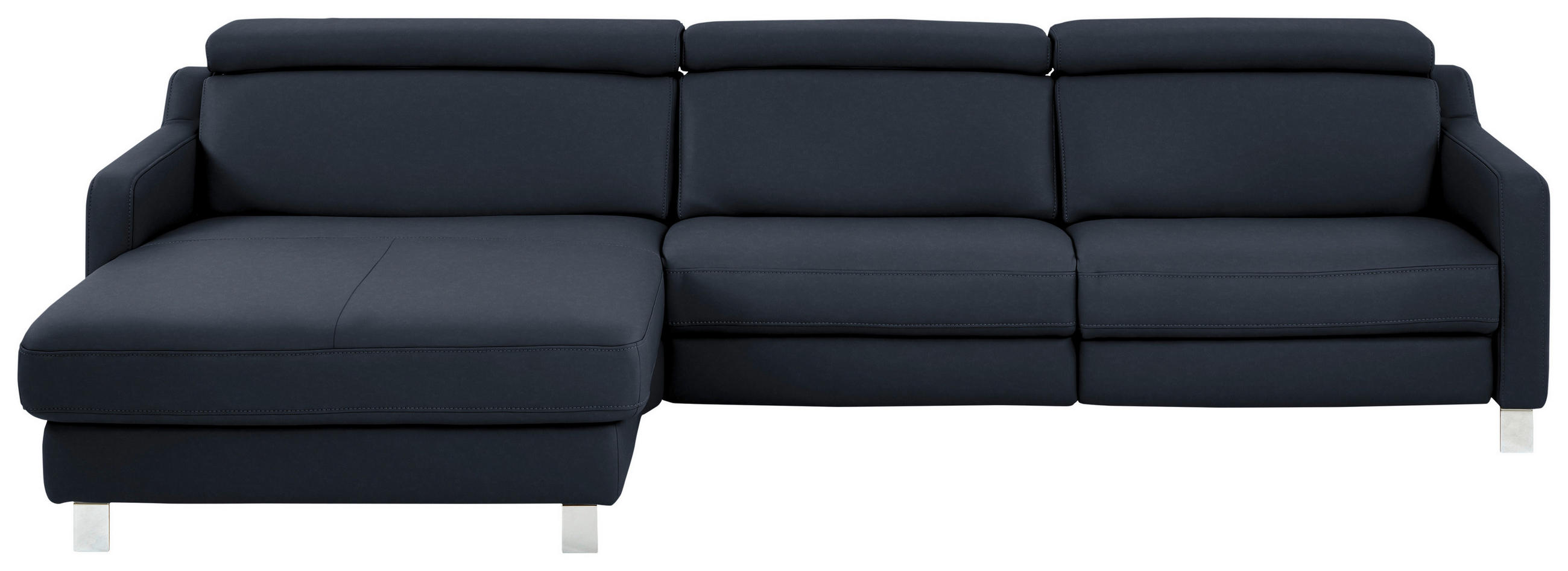 ECKSOFA in Echtleder Dunkelblau  - Chromfarben/Dunkelblau, Design, Leder/Metall (176/291cm) - Valdera